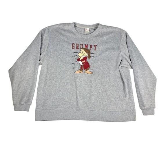 Vtg Disney Store Grumpy Dwarf Sweatshirt Adult 2XL Gray Pullover Crewneck  90s - Picture 1 of 6